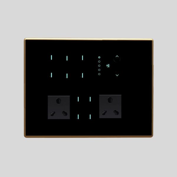 FULL GLASS TOUCH 10 SWITCH (1-25A) 1 FAN 2 SOCKET (2-10A )