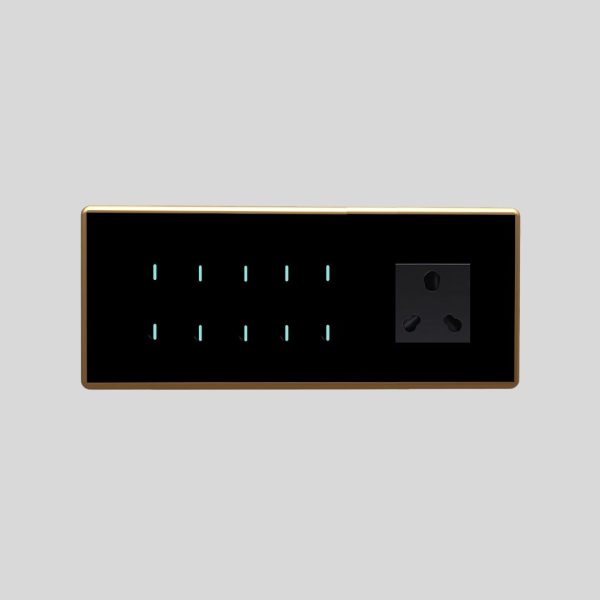 FULL GLASS TOUCH 10 SWITCH ( 2-20A) 1 SOCKET (1-10A)